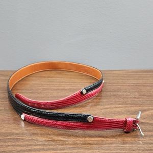 Women's LAI Black and Red MADE IN U.S.A. GENUINE LIZARD BELT SIZE M